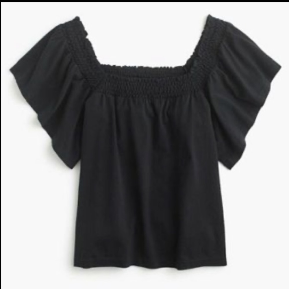 J Crew smocked square neck top